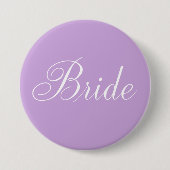 Cute Lavender Script Typography "Bride" Ronde Button 7,6 Cm (Voorkant)