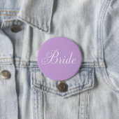 Cute Lavender Script Typography "Bride" Ronde Button 7,6 Cm (In situ)