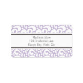 Cute Lavender White Abstract Swirls Adresetiket Etiket (Voorkant)