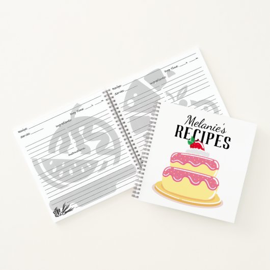 Cute Layer Cake Personalised Recipe Notitieboek (Binnen)
