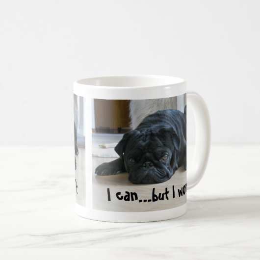 Cute Lazy Black Pug Puppy I Won Koffiemok (Voorkant rechts)