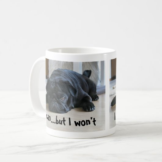 Cute Lazy Black Pug Puppy I Won Koffiemok (Voorkant links)