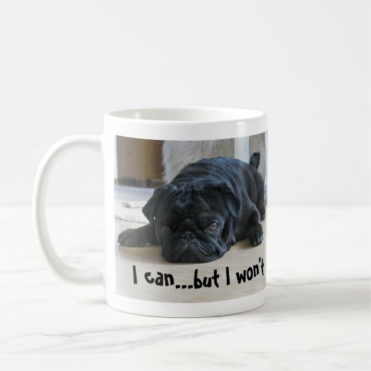 Cute Lazy Black Pug Puppy I Won Koffiemok (Links)