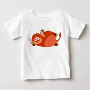 Cute Lazy Cartoon Highland Cow Baby T-Shirt
