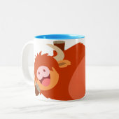 Cute Lazy Cartoon Highland Cow Mok (Voorkant links)