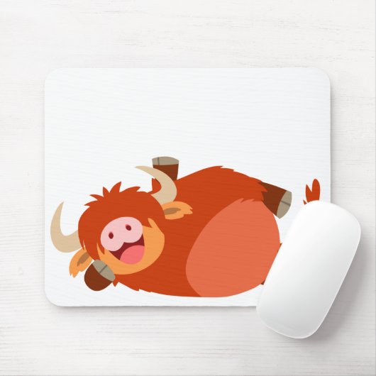 Cute Lazy Cartoon Highland Cow Mousepad Muismat (Met muis)