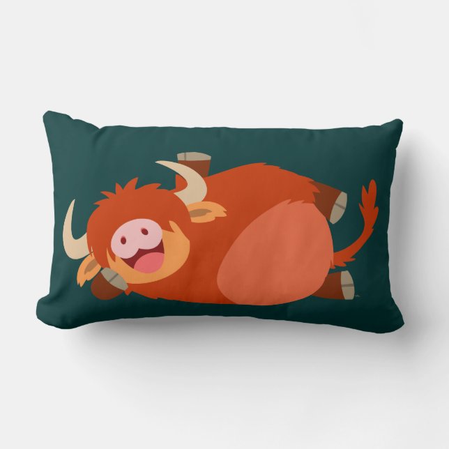 Cute Lazy Cartoon Highland Cow Pillow Kussen (Voorkant)