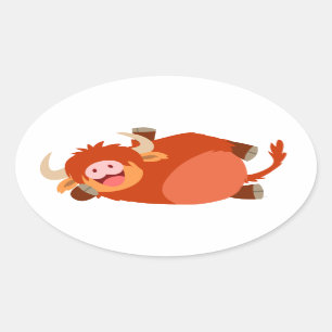Cute Lazy Cartoon Highland Cow Sticker