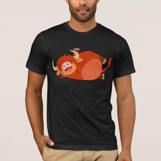Cute Lazy Cartoon Highland Cow T-Shirt (Voorkant)