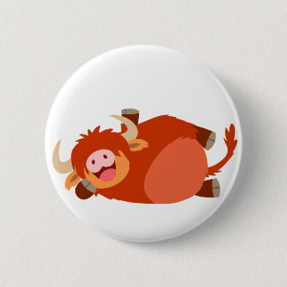 Cute Lazy Cartoon Highland Koe Button Badge