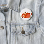 Cute Lazy Cartoon Highland Koe Button Badge (In situ)