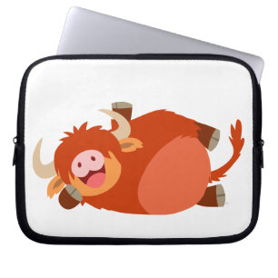 Cute Lazy Cartoon Highland Koe Laptop Hoeve Sleeve