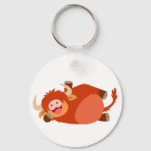 Cute Lazy Cartoon Highland Koe Sleutelhanger (Voorkant)