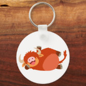 Cute Lazy Cartoon Highland Koe Sleutelhanger (Voorkant)