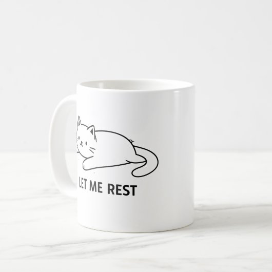 Cute Lazy Cat “Let Me Rest” Mug Koffiemok (Voorkant links)