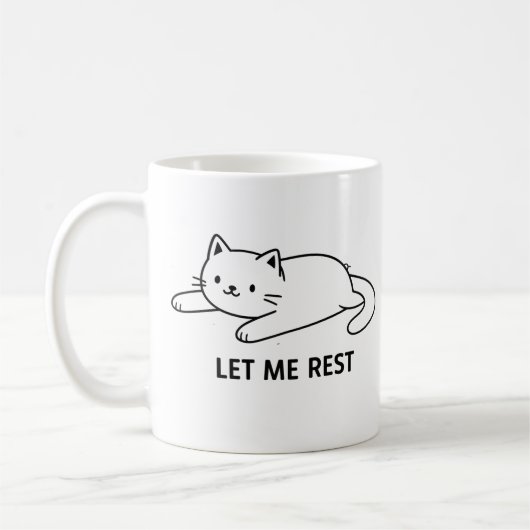Cute Lazy Cat “Let Me Rest” Mug Koffiemok (Links)