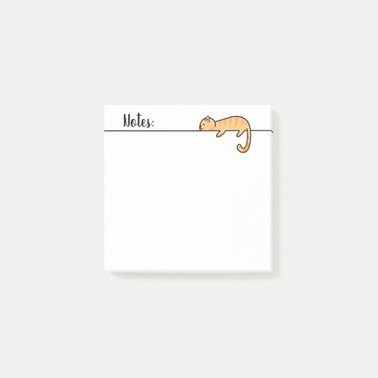 Cute Lazy Cat 'Notes' Post-it® Notes (Voorkant)