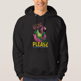 Cute Lazy Frog Pink Flamingo Beach Please Summer V Hoodie