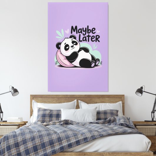 Cute Lazy Panda – “Maybe Later” Relaxing Panda Canvas Afdruk (Insitu (Slaapkamer))
