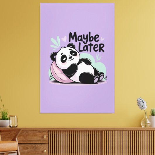 Cute Lazy Panda – “Maybe Later” Relaxing Panda Canvas Afdruk (Insitu (Woonkamer))