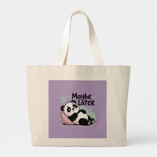 Cute Lazy Panda – “Maybe Later” Relaxing Panda Grote Tote Bag (Achterkant)
