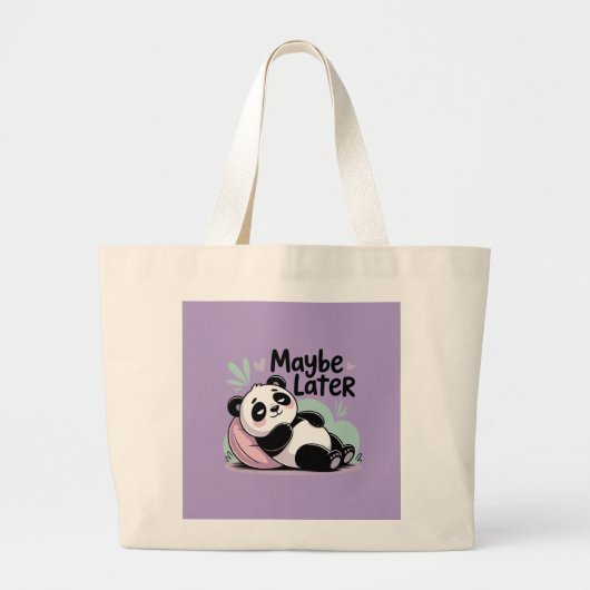Cute Lazy Panda – “Maybe Later” Relaxing Panda Grote Tote Bag (Voorkant)