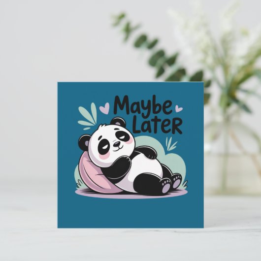 Cute Lazy Panda – “Maybe Later” Relaxing Panda Kaart (Staand voorkant)