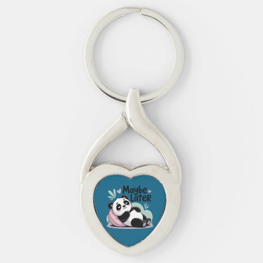 Cute Lazy Panda – “Maybe Later” Relaxing Panda Sleutelhanger (Voorkant)