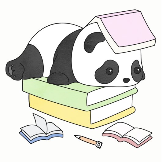Cute Lazy Panda Studying Illustration Planner