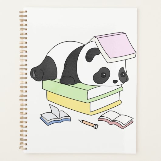 Cute Lazy Panda Studying Illustration Planner (Voorkant)