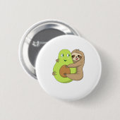 Cute Lazy Sloth Animal Avocado Lover Gift Hugging Ronde Button 5,7 Cm (Voorkant /achterkant)