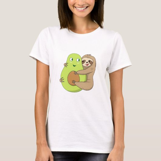 Cute Lazy Sloth Animal Avocado Lover Gift Hugging T-shirt (Voorkant)