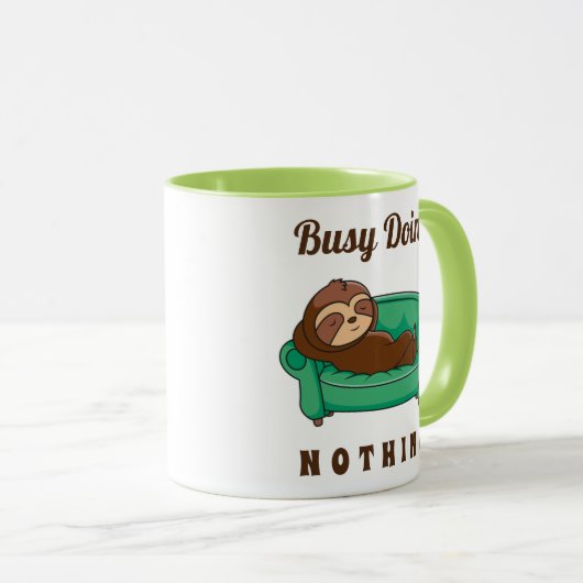 Cute Lazy Sloth Busy doet niets grappigs Mok (Voorkant rechts)