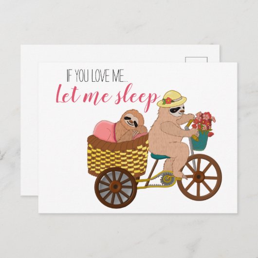 Cute Lazy Sloth Cartoon | Als je van me houdt, laa Briefkaart (Voorkant / Achterkant)