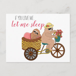 Cute Lazy Sloth Cartoon   Als je van me houdt, laa Briefkaart