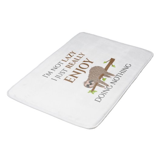 Cute Lazy Sloth Hanging on Tree Funny Text Badmat (Gekanteld)