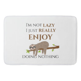 Cute Lazy Sloth Hanging on Tree Funny Text Badmat