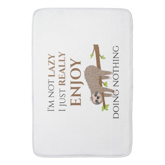 Cute Lazy Sloth Hanging on Tree Funny Text Badmat (Voorkant Verticaal)