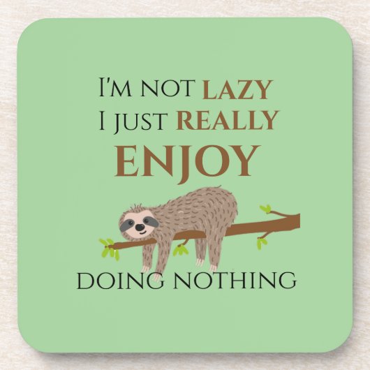 Cute Lazy Sloth Hanging on Tree Funny Text Bier Onderzetter (Voorkant)