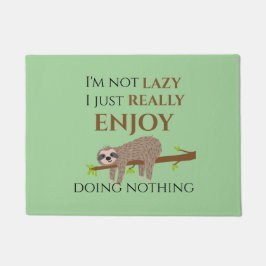 Cute Lazy Sloth Hanging on Tree Funny Text Deurmat