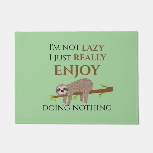 Cute Lazy Sloth Hanging on Tree Funny Text Deurmat (Voorkant)
