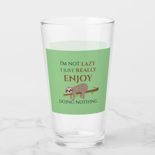 Cute Lazy Sloth Hanging on Tree Funny Text Glas (Achterkant)