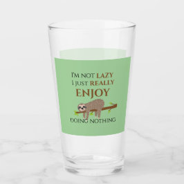 Cute Lazy Sloth Hanging on Tree Funny Text Glas