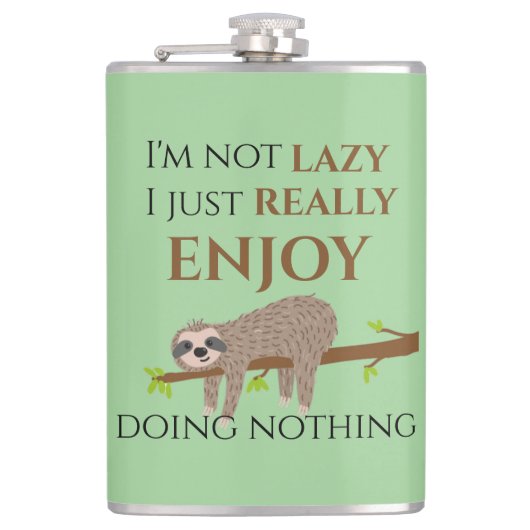 Cute Lazy Sloth Hanging on Tree Funny Text Heupfles (Voorkant)