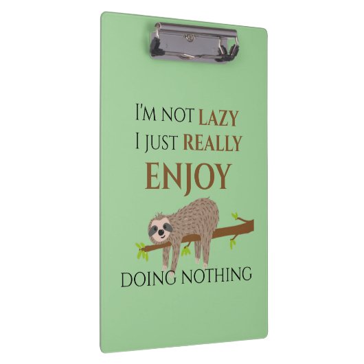Cute Lazy Sloth Hanging on Tree Funny Text Klembord (Rechts)