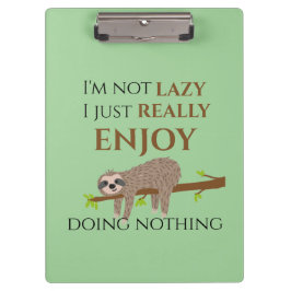 Cute Lazy Sloth Hanging on Tree Funny Text Klembord