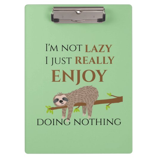 Cute Lazy Sloth Hanging on Tree Funny Text Klembord (Voorkant)
