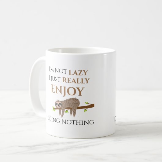 Cute Lazy Sloth Hanging on Tree Funny Text Koffiemok (Voorkant links)