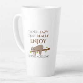 Cute Lazy Sloth Hanging on Tree Funny Text Latte Mok