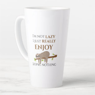 Cute Lazy Sloth Hanging on Tree Funny Text Latte Mok